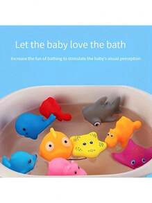 10 PCS Kids Bath Toys, Assorted Floating Rubber Animal Toys For Bathtub And Pool Play, Kids Bath Time, Bathtub Party, Birthday Gifts, Easter Egg Fillers - Multicolor - View 6