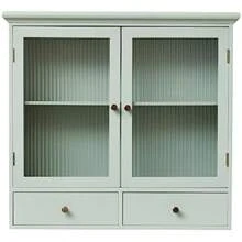 Melody Maison Sage Green Reeded Glass Wall Cabinet With Drawers - as pic - View 6