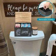 Rustic Farmhouse Wooden Tampon Storage Box With Flip-Top Lid - Versatile Bathroom Organizer For Feminine Products, Home Decor Accessory Tampon Storage For Bathroom Small Bathroom Storage Cabinet - Multicolor - View 10