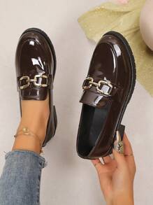 Damen Mode Plateau-Slipper Oxford Schuhe mit rundem Zeh, vintage metallic, rutschfest, verschleißfest, vielseitig, atmungsaktiv, bequem, flach, geeignet für Frühling & Herbst