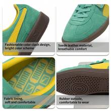 Puma 男鞋 女鞋 綠色Palermo生活系列板鞋 絨面革柔軟舒適低筒休閒板鞋 日常通勤復古德訓鞋 外出旅行出街鞋 輕便運動休閒鞋 396463-18