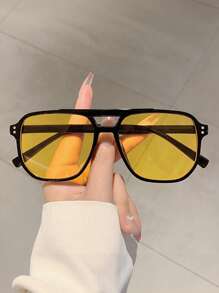 4pcs/Set Double Bridge Frame Glasses For Teens - Suitable For Vacation, Travel, Beach