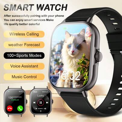 2.01" Full Touch Screen Smart Watch, Unisex Silicone Strap Sports Smartwatch With Pedometer, Calorie Counter, Multiple Workout Modes, Alarm, Call & Message Reminder, Compatible With Android & IOS, Suitable As Fashion Gift For Men/Women