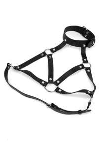 2pcs/Set Women Leather Cat Mask And Leather Bralette Cosplay Set, Suitable For Party Use - Multicolor - View 3