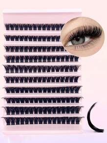 160 pièces de faux cils en touffe volumisante et bouclée 100D de 8 à 17 mm en mélange. Extensions de cils individuelles DIY à la maison. Faux cils en touffe doux et effilés en emballage mixte.
