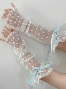 1 Pair Women's Floral Lace Long UV Protection Arm Sleeves