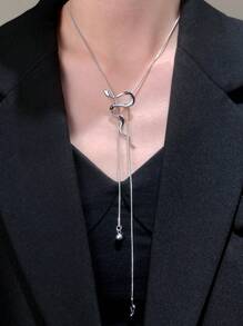 1 件可调节几何毛衣链项链吊坠配蛇饰，简约设计，时尚锁骨链