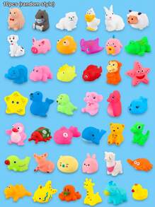 10 PCS Kids Bath Toys, Assorted Floating Rubber Animal Toys For Bathtub And Pool Play, Kids Bath Time, Bathtub Party, Birthday Gifts, Easter Egg Fillers - Multicolor - View 9