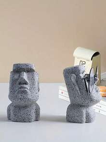 1 pieza Soporte de exhibición de gafas interesante, material de piedra de la Isla de Pascua, decoración de escritorio para el hogar u oficina, estante de almacenamiento de gafas, accesorios de gafas - montura de gafas - Ver 7