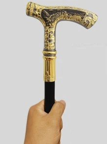 1 件双色 T 形白羊座和鹰星座金箔图案可拆卸优雅金属绅士手杖，适合日常、节日礼物、万圣节角色扮演和舞台表演返校万圣节配饰 - 彩色 - 查看 9