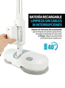 Redlemon Trapeador Eléctrico Giratorio 200 RPM, Batería Recargable, Atomizador con Tanque de 260 ml, Iluminación LED, 6 Mopas de Repuesto y Mango Ajustable a 12 Alturas, Mop Limpiador de Piso - Blanco - Ver 7