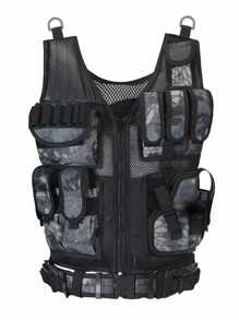 1pc Loose Tactical Vest For Men, Mesh Two-Way Outside Adventure Vest With Pockets, Multi-Function Hunting Vest (Black) (Green) (Black Python Pattern)