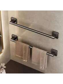 30/50厘米浴室毛巾架)黑色无需钻孔毛巾架洗脸巾架自粘式适用于厨房浴室配件 - 彩色 - 查看 2