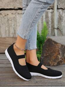 Casual Breathable Knit Sports Shoes, Slip-On Comfortable Athletic Sneakers