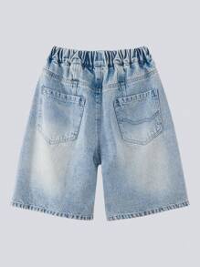 小男孩复古风格牛仔短裤儿童夏季透气休闲中长百搭时尚 Zosee - 淺色水洗藍 - 查看 3