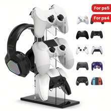 1 pieza Soporte universal de dos capas y tres capas para controlador y auriculares, accesorio de almacenamiento para juegos, soporte para controlador y soporte para auriculares, accesorios de juego