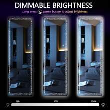 HASIPU 56" X 16" Full Length Mirror With LED Lights, Full Body Mirror With Triangle Pattern Light, LED Free Standing Floor Mirror, Wall Mounted Mirror Dimming & 3 Color Modes Suit For Bedroom,Living Room Bathroom Accessories Back To School - US A Type Plug(110-127V) - View 4