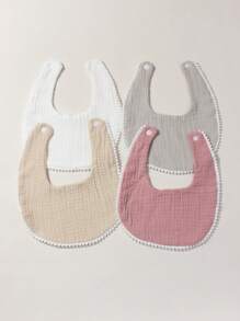 Set de 4 baberos de gasa de algodón puro con color caramelo, aptos para uso diario del bebé - Multicolor - Ver 3