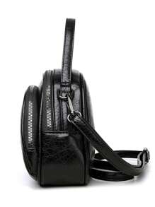 高品质皮革手提包钱包女包奢华设计师单肩斜挎包女士品牌信使包小号托特包 - 黑色 - 查看 5