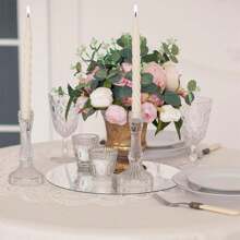 3 Pieces/Wedding Decoration Mirror Tray, Circular Center Decoration Tray, Used For Candle Base, Tray, Wedding, Party Decoration, 2mm Thick, Tear Off The Protective Film, Like A Mirror, Tough, Not Easy To Break, Can Be Used As A Tray, And Can Also Decorate Walls And Corridors.