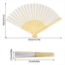 1 pieza/3 piezas/6 piezas/10 piezas Abanico plegable de papel en blanco, abanico de mano de bambú para baile, artesanía, boda, fiesta, unicolor personalizado para decoración del hogar