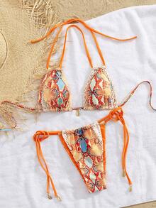 Women's New European And American Style Bikini Set - Orange - View 3