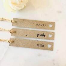 100pcs 9.5x1.8cm Personalized Gift Tags, Christmas Gift Tags, Handwritten Kraft Paper Wedding Gift Tags, Single-Sided Calligraphy Paper Gift Tags (Ropes Not Included) - Rectangular Love Heart - View 6