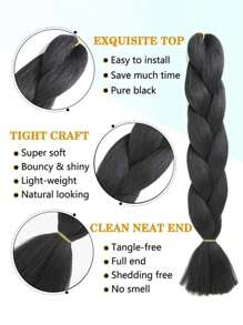 1 Piece Jumbo Braid Synthetic Hair 24 Inch Hair Braiding Extensions Braids Box Braid Hair Synthetic Hair To Braid(Over Forty Colors), Ombre Long Synthetic Hair Braid, African Braided Natural Hair Extension, Women's High-Temperature Synthetic Fiber Twisted Crochet Braid, Synthetic Hair Extension 100g - Multicolor - View 4