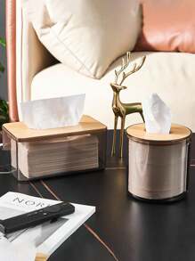 1 件木制家庭纸巾盒，高端设计餐巾、纸巾、客厅咖啡桌面巾纸架，纸巾盒架，餐巾纸架，节日家庭聚会，厨房餐桌装饰，家庭厨房卧室客厅餐厅，家居装饰配件，装饰盒，女性婚礼礼物，夏季旅行节日必备品 - 彩色 - 查看 2