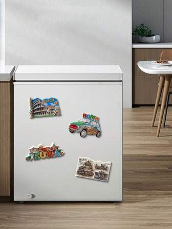1pc Rome Travel Souvenir Refrigerator Magnet, 3D Embossed Magnetic Sticker, Landmark Cartoon Stereo Magnetic Sticker