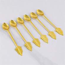 6 Peças Conjunto de Colheres de Café de Metal, Colheres para Café, Sobremesa, Fruta, Ideal para Celebrações de Feriados e Mesa de Jantar de Volta às Aulas