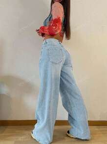 Women Retro Baggy Straight Leg Jeans
