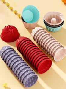 12 Muffin Cupcake Molds, Silicone Molds, Chocolate Molds, Candy - Non-Stick Pans, Patterns And Baking - Crown, Nest, Spiral And Braided Shapes - Perfect Cake, Baking Molds, Kitchen Supplies, Kitchen Accessories (Random Colors)