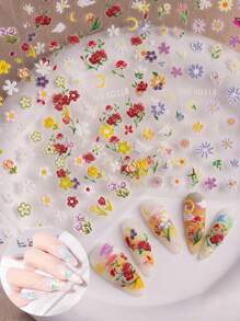 11pcs/Set 1pc 84 Slots Nail Art Stickers Storage Book Empty Album Decals Collecting Organizer Holder Display Notebook Manicure Tools& 10 Sheets New Spring-Themed Nails With Floral Embossed Stickers Featuring Colorful Wildflowers-Romantic, Oil Painting-Inspired, Fresh, Minimalist, And Cute Nail Decals