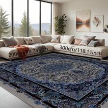 1pc Nordic Fairisle Pattern Crystal Velvet Area Rug, 700g/㎡ With Dotted Non-Slip Backing, 5mm Thickness, Machine Washable Fade-Resistant Carpet Suitable For Holidays And Any Spaces Including Hotel, Office, Sofa, Bedside, Kitchen, Laundry, Hallway, Porch, Stairs, Entryway Mother's Day