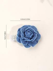 2 pezzi/4 pezzi/6 pezzi Forcine per capelli con fiori blu, forcine con perle finte in tessuto, forcine a coccodrillo per ragazze, regali per migliori amiche e feste