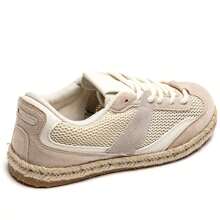 Women's Lightweight Woven Sole Summer Sneakers With Straw Braid Details - Beige - View 4