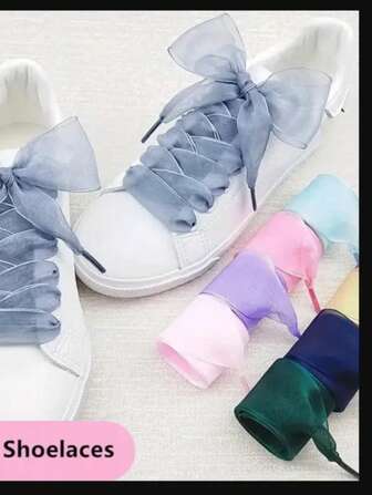 1 Paar/2 Stücke 120 cm lange Mesh-Schnürsenkel, transparente, bunte, breite, flache Chiffon-Schuhbänder in Bonbonfarben
