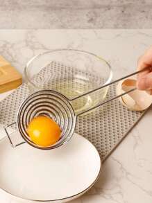 1pc Stainless Steel Egg Separator, Easy To Clean Egg Divider, Kitchenware Cooking Tool - Silver - View 8