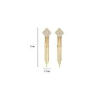 1 对铜镶全密镶钻石爪链流苏耳环，长流苏耳环适合女性日常佩戴 - 金色 - 查看 4