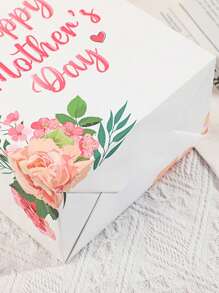 10pcs Mother's Day Floral Print Kraft Paper Gift Bags With Handles - Happy Mother's Day, Best Mom Ever & Pink Rose Designs For Party Favors, Decorations & Celebrations