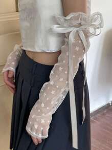 1 Pair Women's Floral Lace Long UV Protection Arm Sleeves