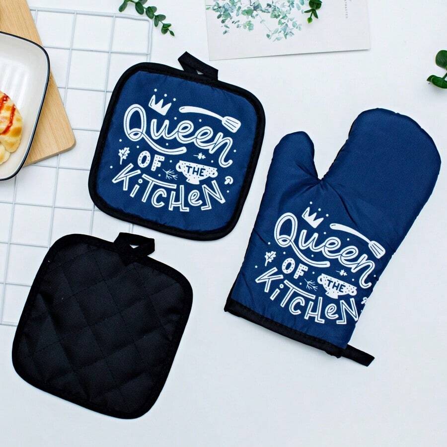 2pcs/Set Kitchen Microwave Oven Gloves, Grey Heat Resistant Insulated Gloves, Green Thick Anti-Scald Baking Oven Mitts, Pink High Temperature Resistant Gloves