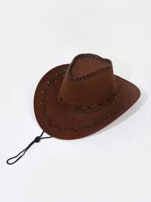 1 chiếc mũ Fedora Panama cao bồi miền Tây Unisex, mũ chống nắng bãi biển chống tia UV, thích hợp cho đi bộ đường dài, câu cá - Cà phê nâu - Xem 3
