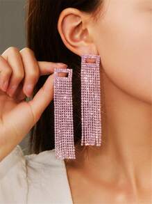 Spring Long Tassel Leopard Color Crystal Earring For Women 1 Pair