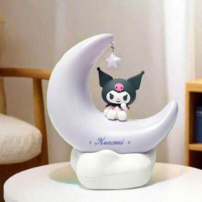  MINISO Sanrio Kuromi Crescent Moon Sweet Dreams LED Glowing Ornament, Soft Glow-In-The-Dark Feature, High-Quality ABS Material, Ideal For Bedroom Night Light, Bedside Decor & Gift Giving (1PC)