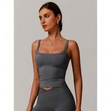 Women's Solid Wireless Sports Bra, Quick Drying Breathable Comfortable Sports Vest, Ladies Sportswear For Indoor Outdoor Wear