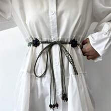 Retro Bohemian Waist Rope, High-End Woven Green Waist Belt For Women, Suitable For Dress, Shirt