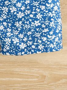 Set de 2 piezas con top de tirantes de malla con estampado de diamantes y pantalones cortos florales para bebé niña, ideal para el verano