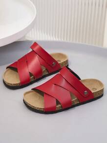 Kids Flat Sandals/Kids Flat Slippers/Kids Flat Beach Slippers - Red - View 2